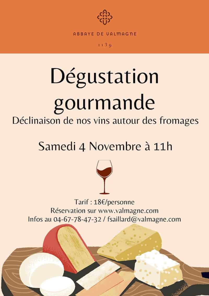 Dégustation gourmande - Vins et fromages - Abbaye de Valmagne
