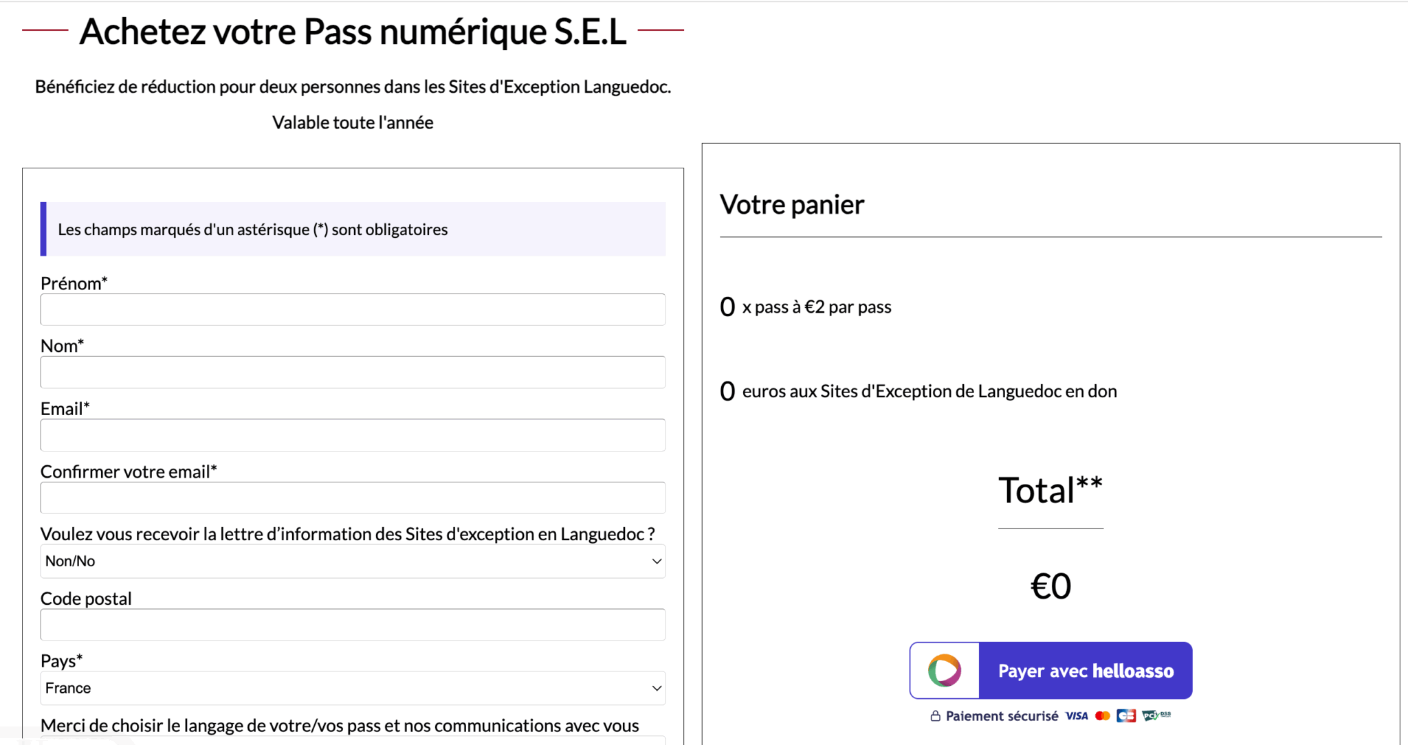Pass numérique Sites d'exception en Languedoc - Interface