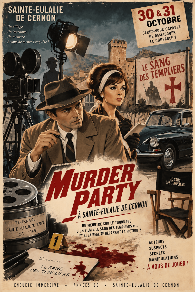 affiche le sang des templiers – Saint Eulalie de Cernon Affiche le sang des templiers , la nouvelle Murder Party de Saint Eulalie de Cernon